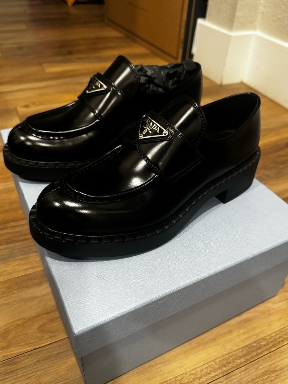 Prada Black Patent Leather Loafers - Picture 2 of 8